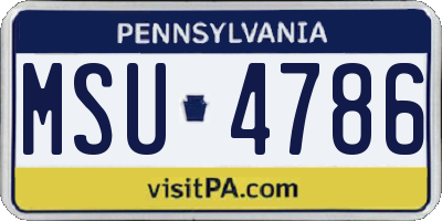 PA license plate MSU4786