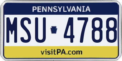 PA license plate MSU4788