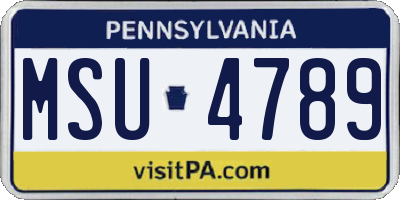 PA license plate MSU4789