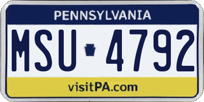 PA license plate MSU4792