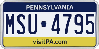 PA license plate MSU4795