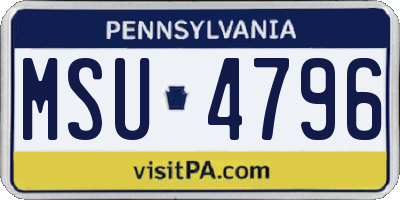 PA license plate MSU4796