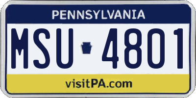 PA license plate MSU4801