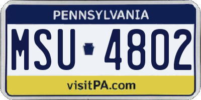 PA license plate MSU4802