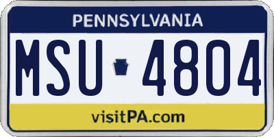 PA license plate MSU4804