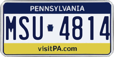 PA license plate MSU4814