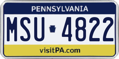 PA license plate MSU4822