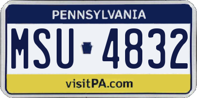 PA license plate MSU4832