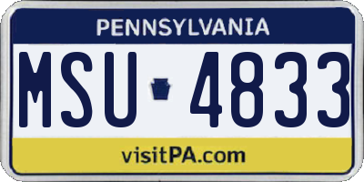 PA license plate MSU4833