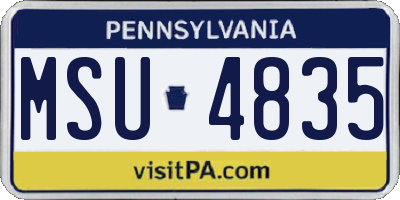 PA license plate MSU4835