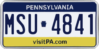 PA license plate MSU4841