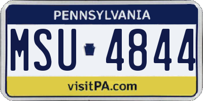 PA license plate MSU4844