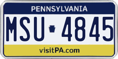 PA license plate MSU4845