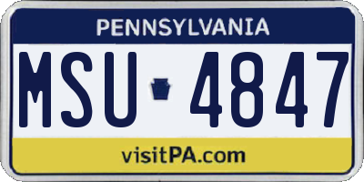 PA license plate MSU4847