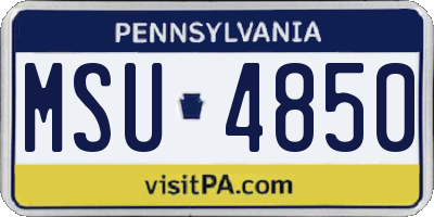PA license plate MSU4850