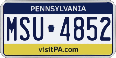 PA license plate MSU4852