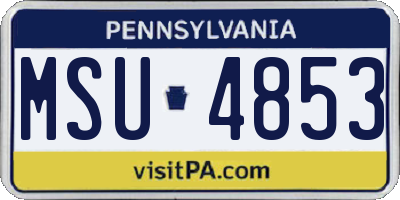 PA license plate MSU4853