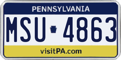 PA license plate MSU4863