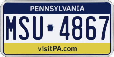 PA license plate MSU4867