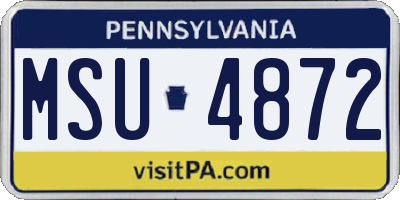 PA license plate MSU4872