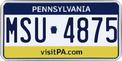PA license plate MSU4875