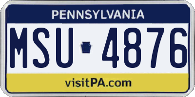 PA license plate MSU4876