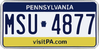 PA license plate MSU4877