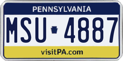 PA license plate MSU4887