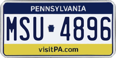 PA license plate MSU4896