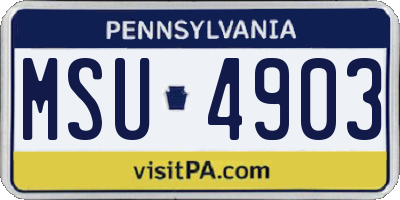PA license plate MSU4903