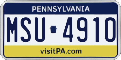 PA license plate MSU4910