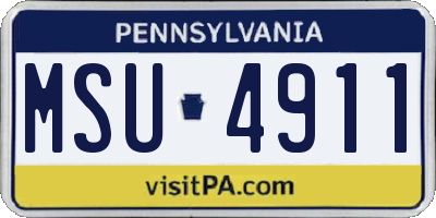 PA license plate MSU4911