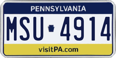 PA license plate MSU4914