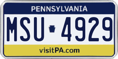 PA license plate MSU4929