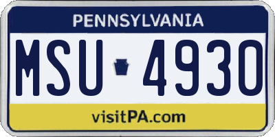 PA license plate MSU4930