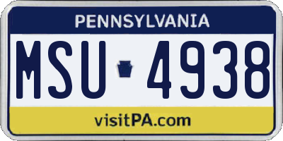 PA license plate MSU4938