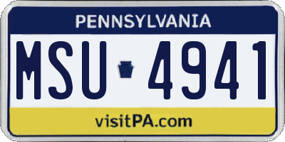 PA license plate MSU4941