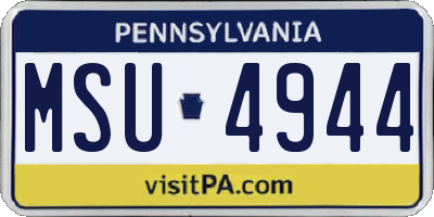 PA license plate MSU4944