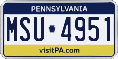PA license plate MSU4951