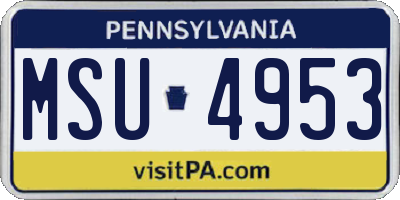 PA license plate MSU4953