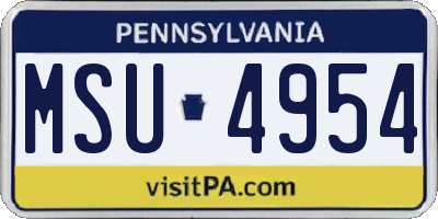PA license plate MSU4954