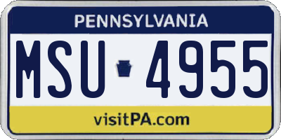 PA license plate MSU4955