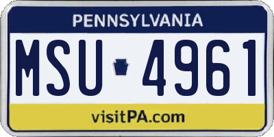 PA license plate MSU4961
