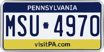 PA license plate MSU4970