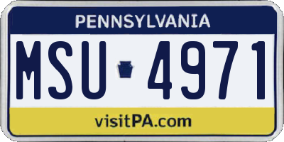 PA license plate MSU4971