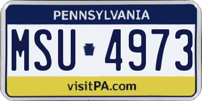 PA license plate MSU4973