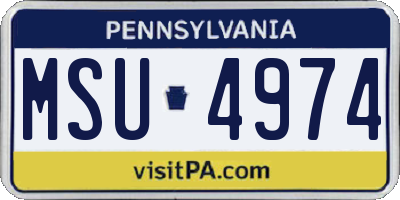 PA license plate MSU4974