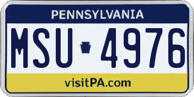 PA license plate MSU4976