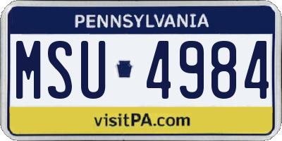 PA license plate MSU4984