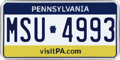 PA license plate MSU4993